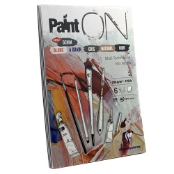 Альбом 24 листа Paint'ON для смешанных техник, А4 (210х297 мм), 250 гр/м2, 6 цветов, склейка 1 сторона, артикул 975410