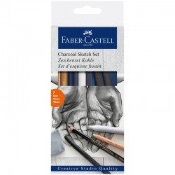 Карандаши угольные и уголь Charcoal Sketch Faber-Castell набор 7 предметов, в картонном пенале, артикул 114002