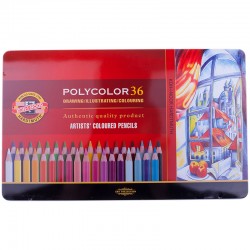 Карандаши цветные профессиональные POLYCOLOR 36 цветов  в металлическом пенале, артикул 3825036002PL