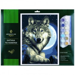 Картина по номерам "Волк" A3, с акриловыми красками, картон, европодвес