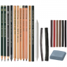 Графические материалы Pitt Monochrome Faber-Castell набор 33 предмета, в металлическом пенале, артикул 112977