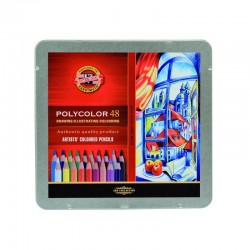 Карандаши цветные профессиональные POLYCOLOR 48 цветов  в металлическом пенале, артикул 3826048001PL