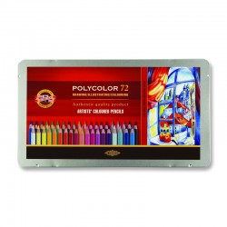 Карандаши цветные профессиональные POLYCOLOR 72 цвета  в металлическом пенале, артикул 3827072001PL