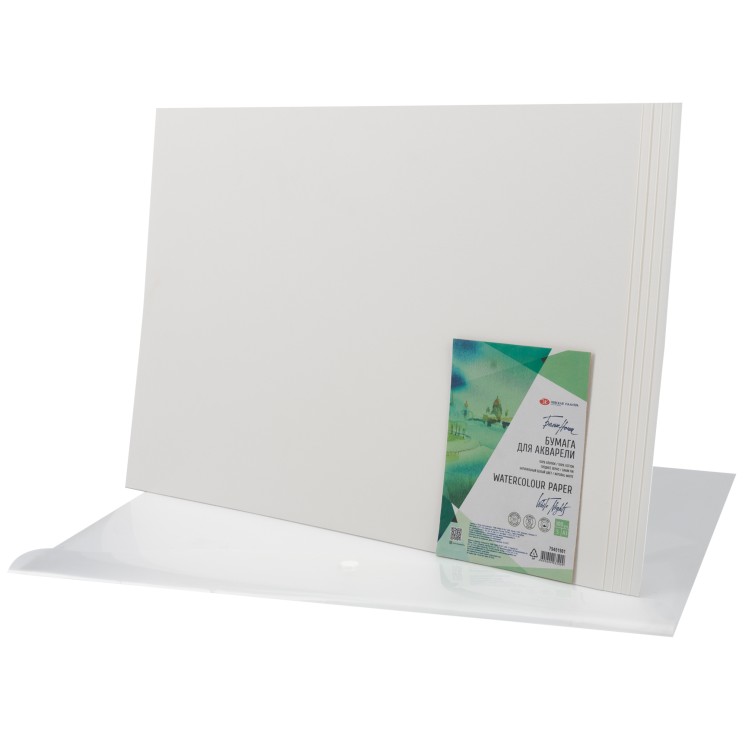 Акварельная бумага А3 (297х420 мм), 300 гр/м2, 5 листов в конверте, 100% хлопок, среднее зерно (Fin), Белые Ночи