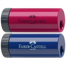 Точилка Faber-Castell пластиковая, 1 отверстие, контейнер, ассорти синий/красный, артикул 183301