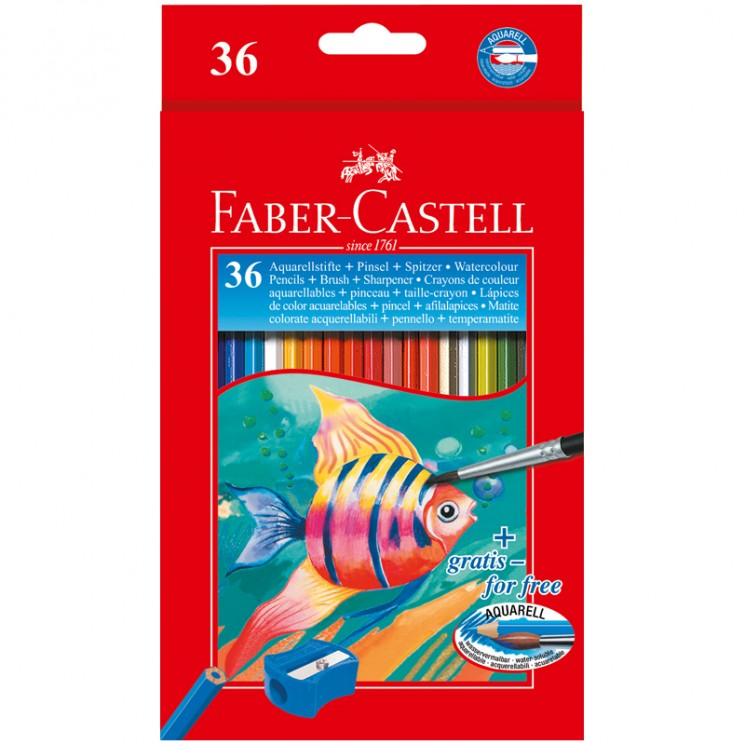 Акварельные карандаши 36 цвета + кисть, Рыбки (Fish Design), артикул 114437