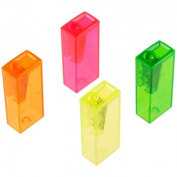 Точилка Faber-Castell пластиковая, 1 отверстие, контейнер, ассорти, флуоресцентные цвета, артикул 581525