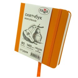 Блокнот/Скетчбук 12х12 см, 80 листов, 140 гр/м2, бумага-слоновая кость, Оранжевая груша