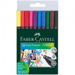 Капиллярные ручки набор 10 цветов Grip Finepen, 0,4мм, трехгранные, пластиковая упаковка, артикул 151610