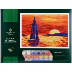 Картина по номерам "Закат" A3, с акриловыми красками, картон, европодвес