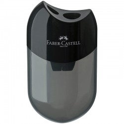 Точилка Faber-Castell пластиковая, 2 отверстия, контейнер, черная, артикул 183500
