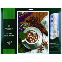 Картина по номерам "Ароматный кофе" A3, с акриловыми красками, картон