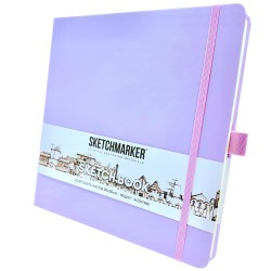 Скетчбук 20х20 см, 80 листов, 140 гр/м2, твердая обложка, Фиолетовый пастельный, Sketchmarker, артикул 2314705SM