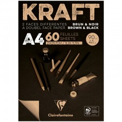 Блокнот 60 листов Kraft, А4 (210х297 мм), 90 гр/м2, верже, черный крафт, целюлоза, склейка 1 сторона, артикул 975818
