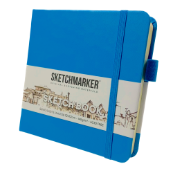 Скетчбук 12х12 см, 80 листов, 140 гр/м2, твердая обложка, Синий неон, Sketchmarker, артикул 23148012SM