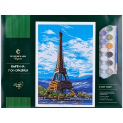 Картина по номерам "Париж" A3, с акриловыми красками, картон, европодвес