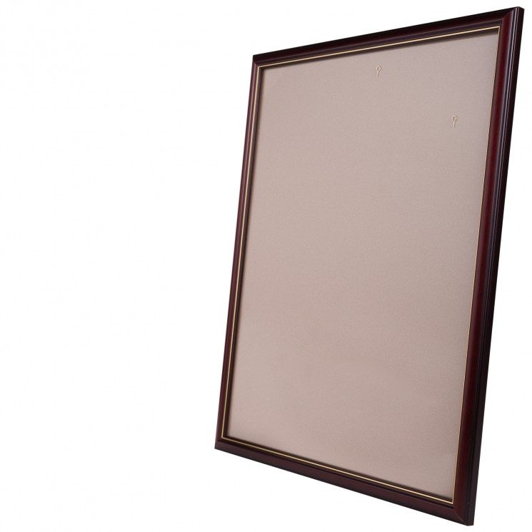 Рамка со стеклом 21х30 см, шир. 23 мм, деревянная, венге / золотой контур, БС 232 МД + комплект крепежа