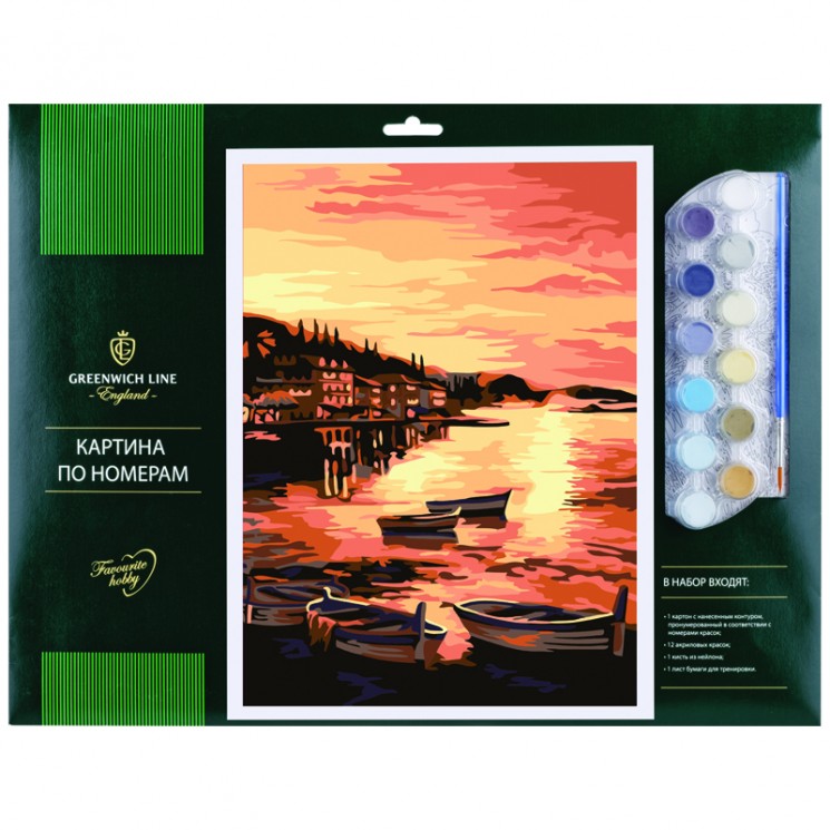 Картина по номерам "Залив" A3, с акриловыми красками, картон