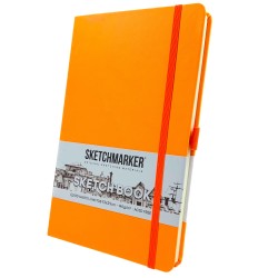 Скетчбук 13х21 см, 80 листов, 140 гр/м2, твердая обложка, Оранжевый неон, Sketchmarker, артикул 23148043SM