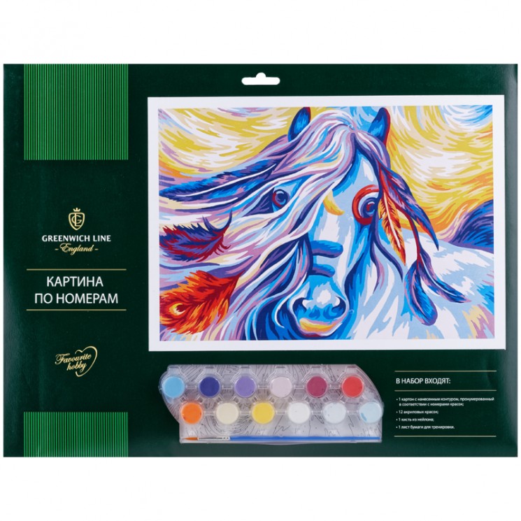 Картина по номерам "Сказочная лошадь" A3, с акриловыми красками, картон, европодвес
