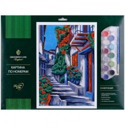 Картина по номерам "Уютная улочка" A3, с акриловыми красками, картон, европодвес