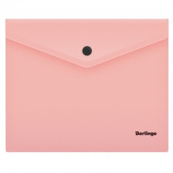 Папка-конверт на кнопке Berlingo "Instinct", А5+, 180мкм, фламинго