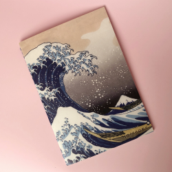 Записная книжка А5 24 листа, тонированный блок в клетку Hokusai, Подписные издания, сшивка, золотое тиснение