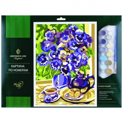 Картина по номерам "Утреннее чаепитие" A3, с акриловыми красками, картон
