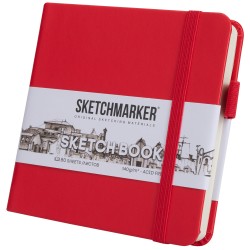 Блокнот/Скетчбук 12х12 см,  80 листов, 140 гр/м2, твердая обложка, Красный, Sketchmarker, артикул 2314202SM