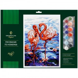 Картина по номерам "Фламинго" A3, с акриловыми красками, картон