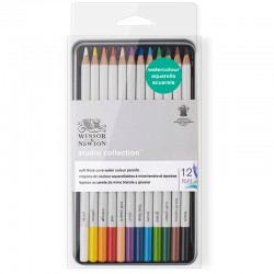 Акварельные карандаши  12 цветов в металлическом пенале Winsor&Newton, артикул 490016