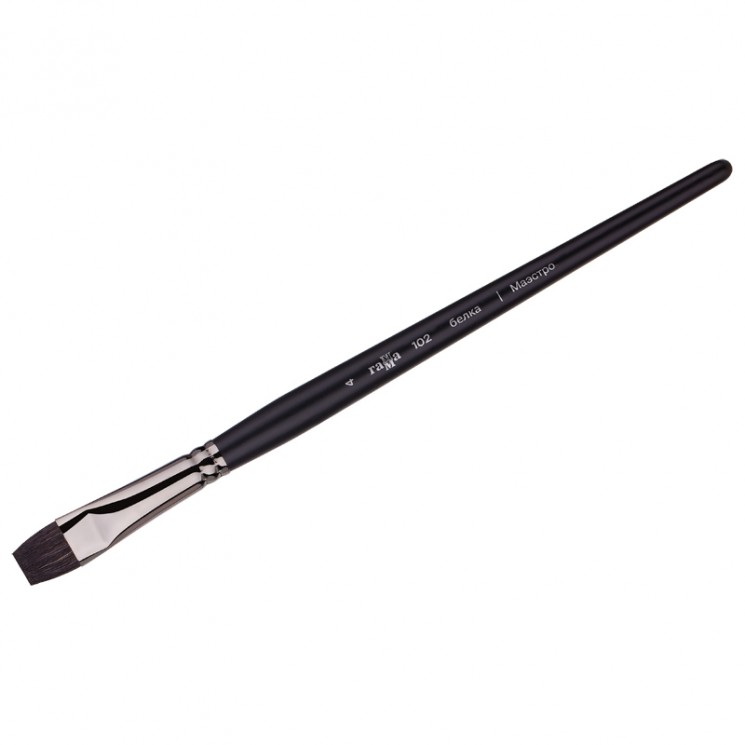 Кисть № 4 Белка, плоская, серия Маэстро, длинная ручка, артикул 102004