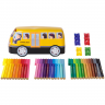 Фломастеры детские 33 цвета Connector набор Школьный автобус +10 клипс, металлическая коробка, артикул 155532