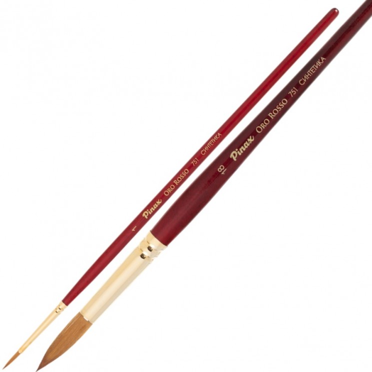 Кисть Синтетика № 8 круглая, серия Oro Rosso, короткая ручка, артикул 751008
