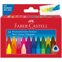 Мелки восковые 24 цвета, трехгранные Faber-Castell, артикул 120024