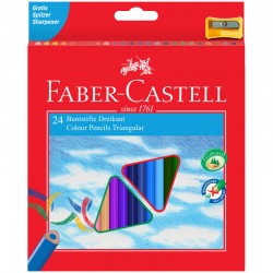 Карандаши цветные трехгранные c точилкой  24 цвета в картонном пенале, артикул 120524