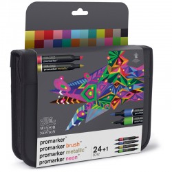 Маркеры на спиртовой основе набор 24 цвета Promarker Brush, микс-футляр, артикул 290037