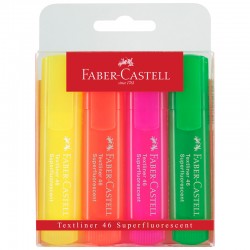 Набор текстовыделителей Faber-Castell "46 Superfluorescent" 4 флуоресцентных цв., 1-5мм, пластик. уп, артикул 154604