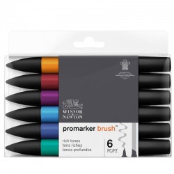 Маркеры на спиртовой основе набор 6 цветов Promarker Brush, Насыщенные оттенки, артикул 290126