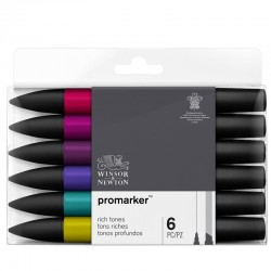 Маркеры на спиртовой основе набор 6 цветов Promarker, Насыщенные оттенки, артикул 290111