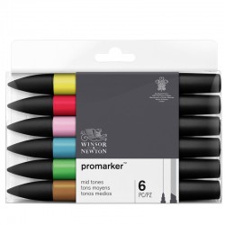 Маркеры на спиртовой основе набор 6 цветов Promarker, Основные оттенки, артикул 290112