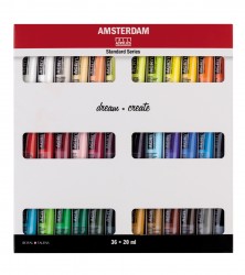 Акрил в наборе 36 цветов Amsterdam в картонном пенале, артикул 17820436