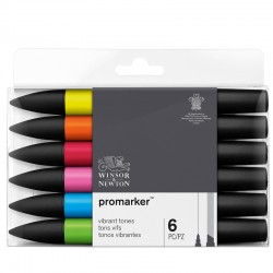 Маркеры на спиртовой основе набор 6 цветов Promarker, Яркие цвета, артикул 290110